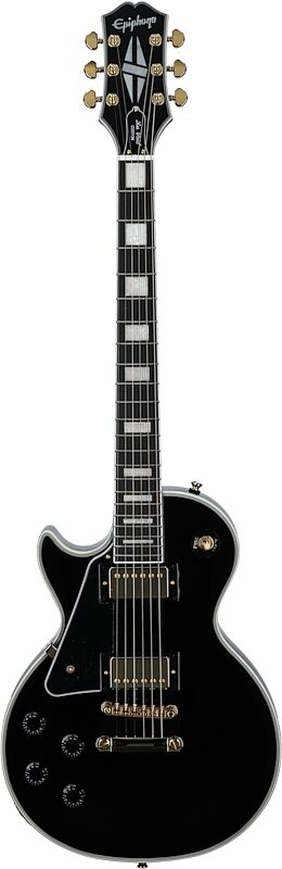 Epiphone Inspired by Gibson Les Paul Custom Electric Guitar, Left-Handed (with Gig Bag), Ebony, Full Straight Front