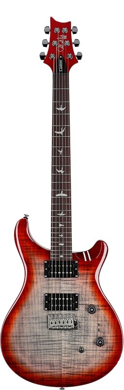 PRS Paul Reed Smith SE Custom 24-08 Electric Guitar (with Gig Bag), Charcoal Cherry Burst, Full Straight Front