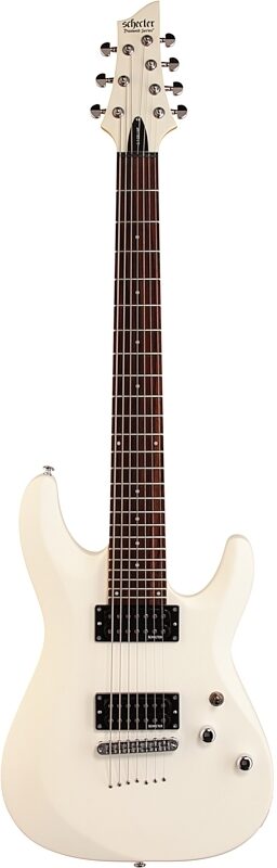 Schecter C-7 Deluxe Electric Guitar, Satin White, Full Straight Front