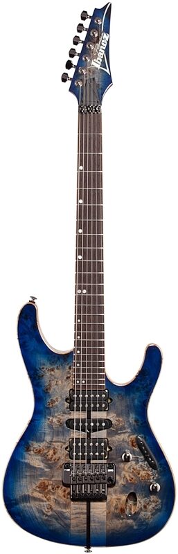 Ibanez S1070PBZ Premium Electric Guitar (with Gig Bag), Cerulean Blue, Full Straight Front
