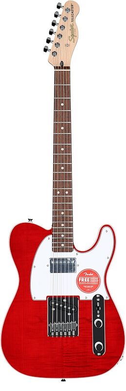 Squier Affinity Telecaster FMT SH Electric Guitar, with Laurel Fingerboard, Crimson Red Transparent, Full Straight Front