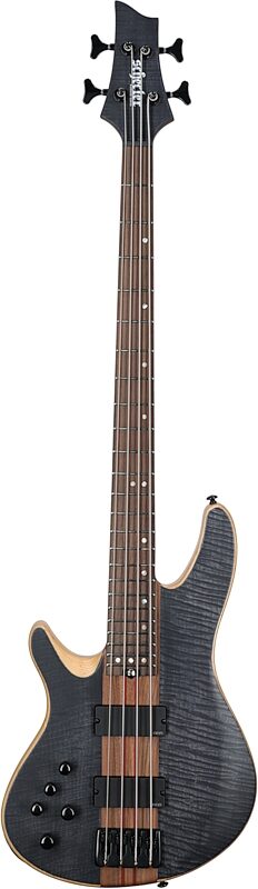 Schecter Charles Berthoud CB-4 Electric Bass, Left-Handed, See-Thru Black, Full Straight Front