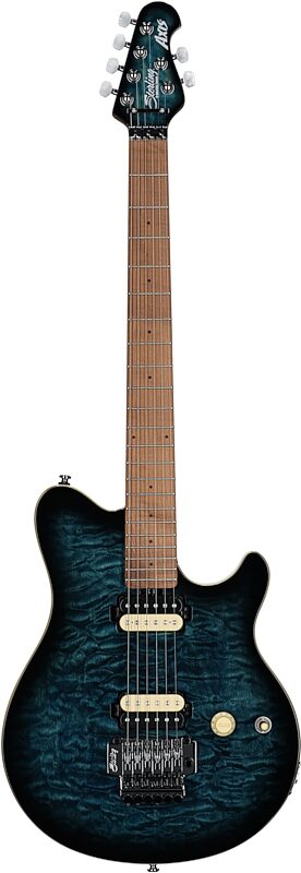 Sterling by Music Man Axis AX50QM Electric Guitar, Yucatan Blue, Full Straight Front