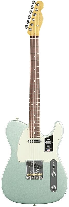 Fender American Pro II Telecaster Electric Guitar, Rosewood Fingerboard (with Case), Mystic Surf Green, USED, Blemished, Full Straight Front