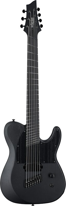 Schecter PT7MS Black Ops Electric Guitar, 7-String, Satin Black Open Pore, Full Straight Front