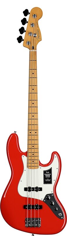 Fender Player II Jazz Electric Bass, with Maple Fingerboard, Coral Red, Full Straight Front