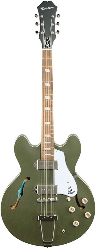Epiphone Casino Worn Hollowbody Electric Guitar, Worn Olive Drab, Blemished, Full Straight Front