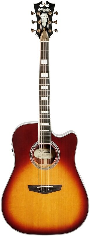 D'Angelico Premier Bowery Acoustic-Electric Guitar, Ice Tea Burst, Full Straight Front