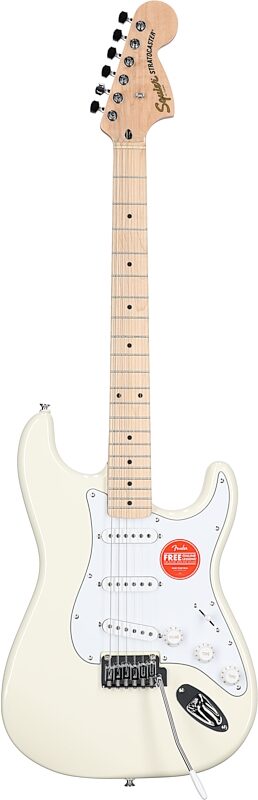 Squier Affinity Stratocaster Electric Guitar, with Maple Fingerboard, Olympic White, Full Straight Front