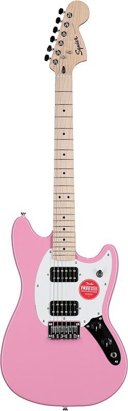 Squier Sonic Mustang HH Electric Guitar, Maple Fingerboard, Flash Pink, Full Straight Front