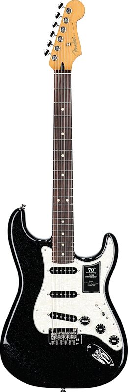 Fender 70th Anniversary Player Stratocaster Electric Guitar, Rosewood Fingerboard (with Case), Nebula Noir, Full Straight Front