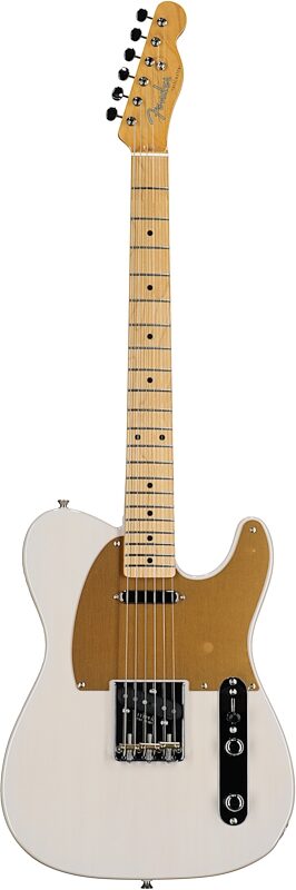 Fender JV Modified '50s Telecaster Electric Guitar, with Maple Fingerboard (and Gig Bag), White Blonde, Full Straight Front
