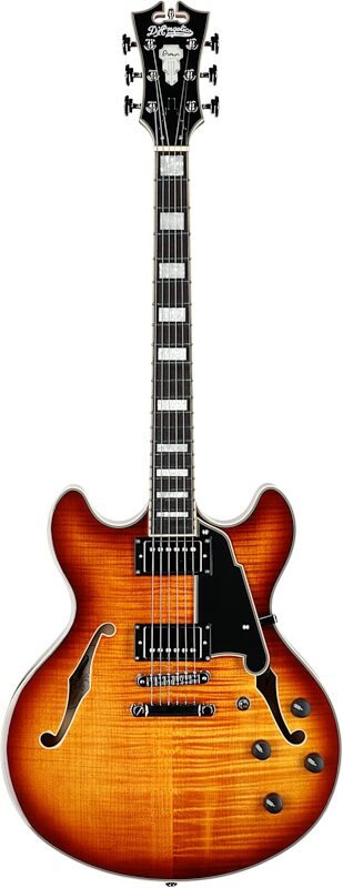 D'Angelico Premier SS Electric Guitar (with Gig Bag), Dark Iced Tea Burst, Full Straight Front