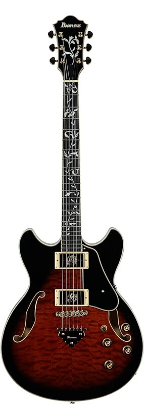 Ibanez AS93QMSP Artcore Electric Guitar, Dark Brown Sunburst, Full Straight Front