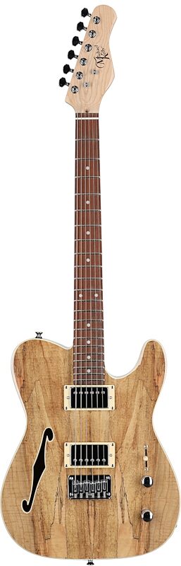 Michael Kelly 58 Thinline Electric Guitar, Natural, Spalted Maple Top, Full Straight Front