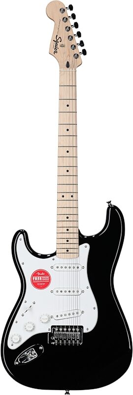 Squier Sonic Stratocaster Electric Guitar, Left-Handed, Black, Full Straight Front