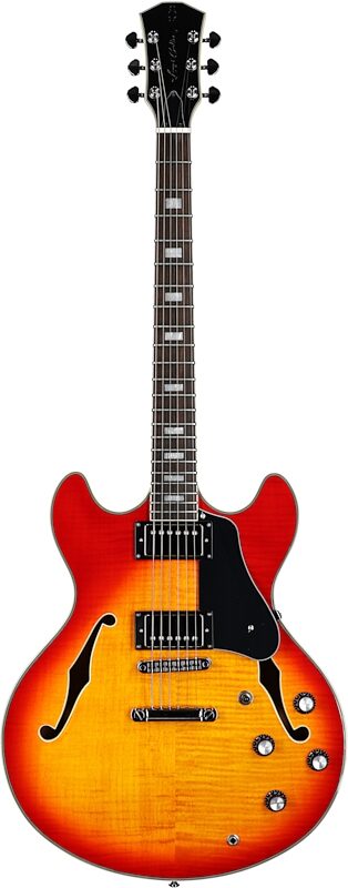 Sire Larry Carlton H7 Semi-Hollowbody Electric Guitar, Cherry Sunburst, Full Straight Front