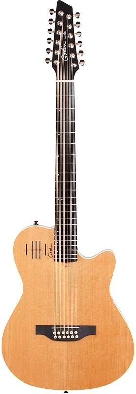 Godin A12 Acoustic-Electric Guitar, 12-String (with Gig Bag), Natural, Full Straight Front