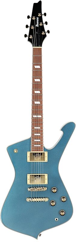 Ibanez IC420 Iceman Electric Guitar (with Gig Bag), Antique Blue Metallic, Full Straight Front