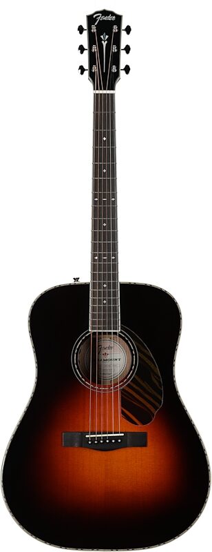 Fender Paramount PD-220E Dreadnought Acoustic-Electric Guitar (with Case), Three-Tone Vintage Sunburst, Open Box (Very Good), Full Straight Front