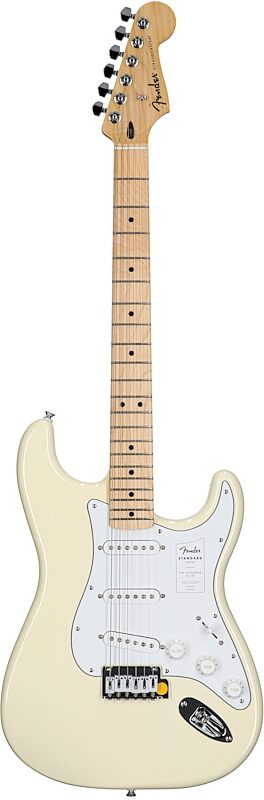 Fender Standard Stratocaster Electric Guitar, Maple Fingerboard, Olympic White, Full Straight Front
