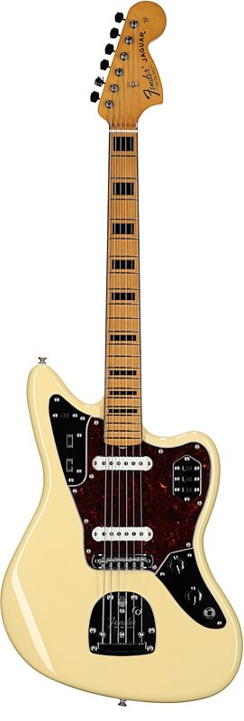 Fender Vintera II '70s Jaguar Electric Guitar, Maple Fingerboard (with Gig Bag), Vintage White, Full Straight Front