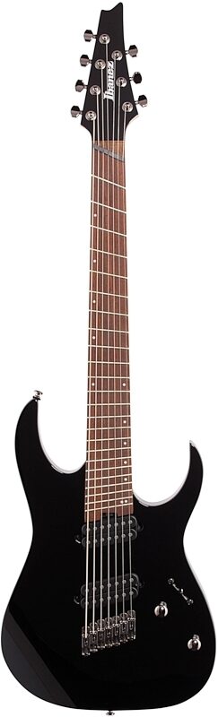 Ibanez RGMS7 Multi-Scale Electric Guitar, Black, Full Straight Front