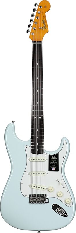 Fender American Vintage II 1965 Stratocaster Electric Guitar, Rosewood (with Case), Sonic Blue, Full Straight Front