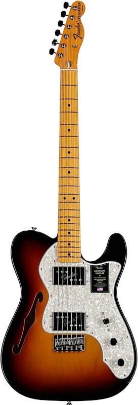 Fender American Vintage II 1972 Telecaster Thinline Electric Guitar, Maple Fingerboard (with Case), 3-Color Sunburst, Full Straight Front