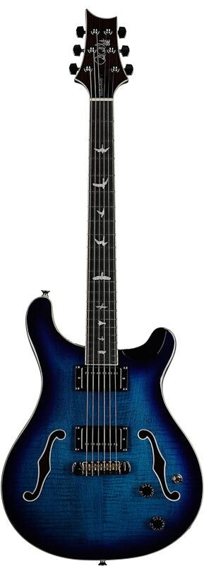 PRS Paul Reed Smith SE Hollowbody II Electric Guitar (with Case), Faded Blue Burst, Full Straight Front