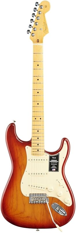 Fender American Pro II Stratocaster Electric Guitar, Maple Fingerboard (with Case), Sienna Sunburst, USED, Blemished, Full Straight Front