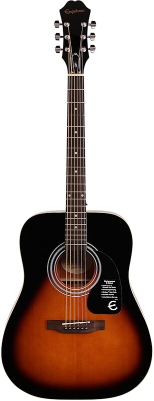 Epiphone DR-100 Acoustic Guitar, Vintage Sunburst, Full Straight Front
