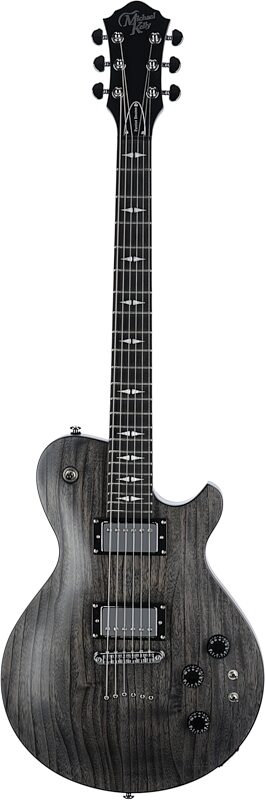 Michael Kelly Patriot Decree SB Slim Body Open Pore Electric Guitar, Transparent Black, Full Straight Front