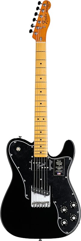 Fender American Vintage II 1977 Telecaster Custom Electric Guitar, Maple Fingerboard (with Case), Black, Full Straight Front