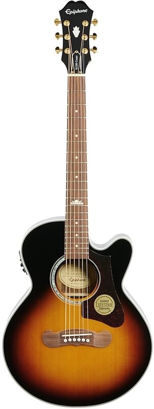 Epiphone J-200 EC Studio Parlor Acoustic-Electric Guitar, Vintage Sunburst, Full Straight Front