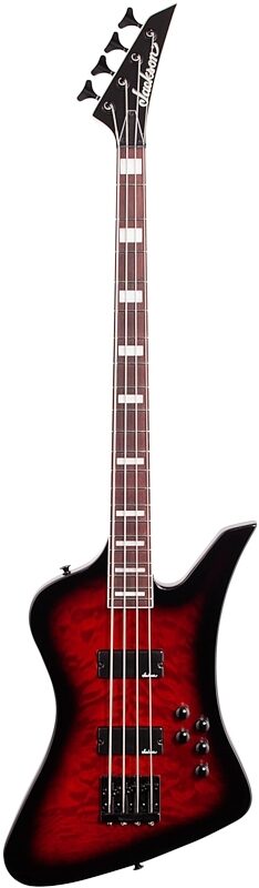 Jackson JS3Q Kelly Bird Electric Bass, Transparent Red Burst, Full Straight Front
