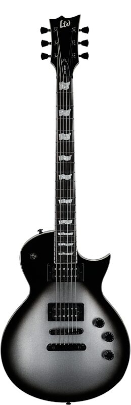 ESP LTD EC-256FM Electric Guitar, Silver Sunburst Teardrop, Full Straight Front
