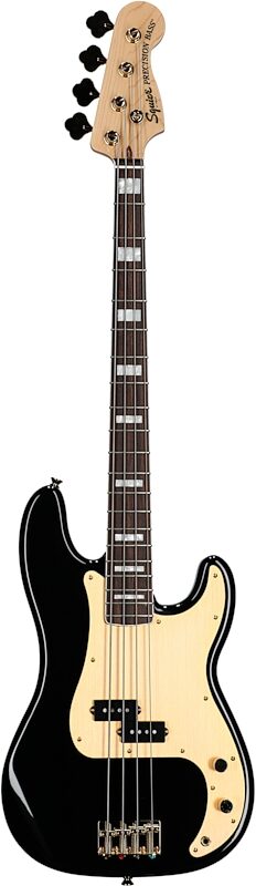 Squier 40th Anniversary Gold Edition Precision Electric Bass, Black, Full Straight Front