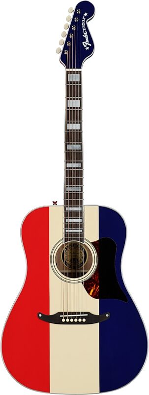 Fender Buck Owens Kingman Acoustic-Electric Guitar (with Case), Red White and Blue, Full Straight Front