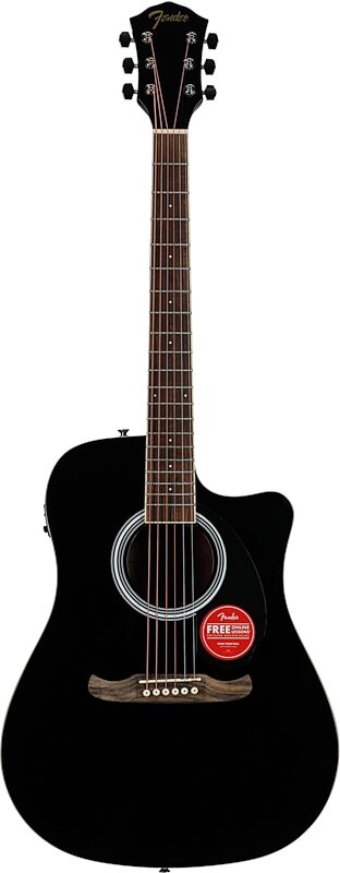 Fender FA-125CE Acoustic-Electric Guitar, Black, Full Straight Front