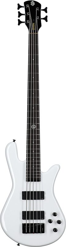 Spector NS Ethos HP 5-String Bass Guitar (with Bag), White Sparkle, Full Straight Front