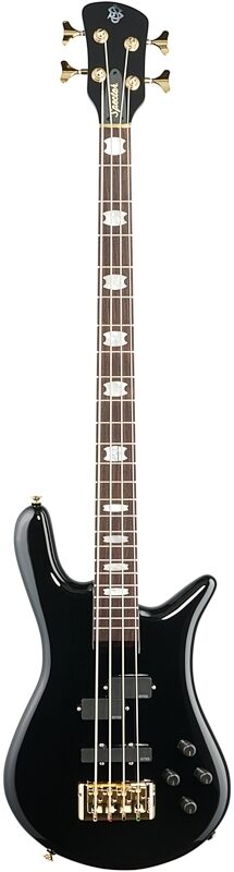 Spector Euro4 Classic Bass Guitar (with Bag), Solid Black Gloss, Full Straight Front