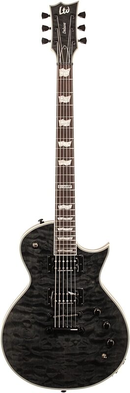 ESP LTD EC-1000 Piezo QM Electric Guitar, See Thru Black, Full Straight Front