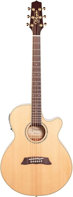 Takamine TSP138C Thinline Acoustic-Electric Guitar (with Gig Bag), Natural, Full Straight Front