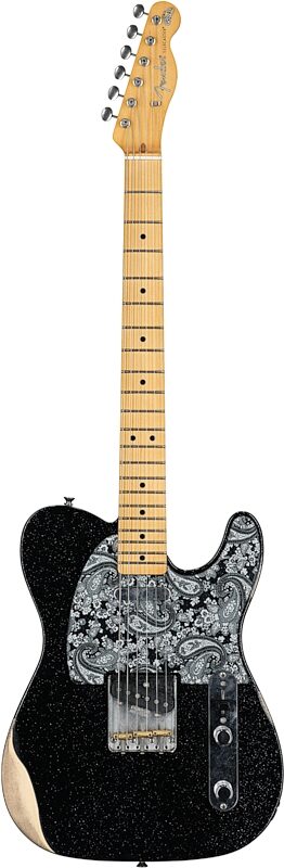 Fender Brad Paisley Worn Telecaster Electric Guitar (with Gig Bag), Black Sparkle, Full Straight Front