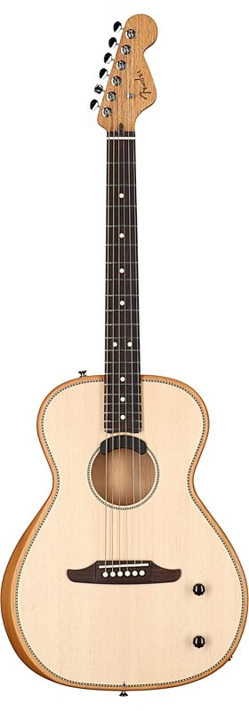 Fender Highway Parlor Thinline Acoustic-Electric Guitar (with Gig Bag), Natural, Full Straight Front