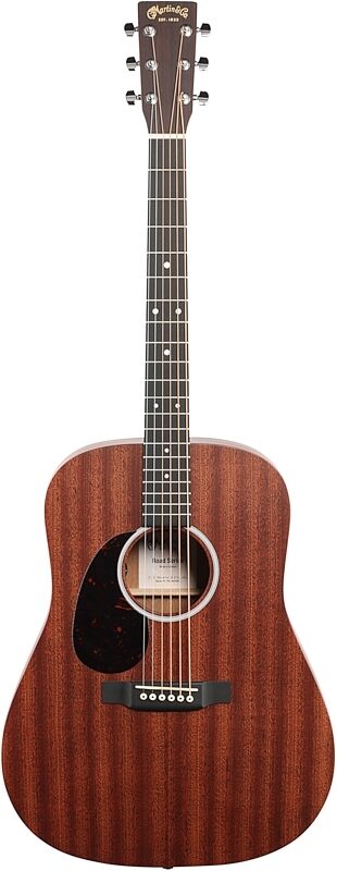 Martin D-10E Road Series Acoustic-Electric Guitar, Left-Handed (with Gig Bag), Natural - Sapele, Full Straight Front