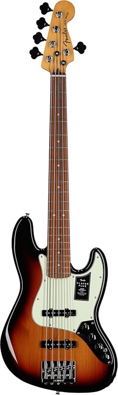 Fender Player Plus V Jazz Electric Bass, Pau Ferro Fingerboard (with Gig Bag), 3-Color Sunburst, Full Straight Front