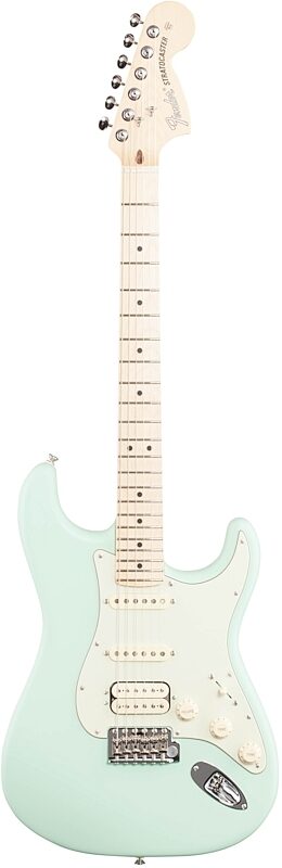 Fender American Performer Stratocaster HSS Electric Guitar, Maple Fingerboard (with Gig Bag), Satin Surf Green, Full Straight Front