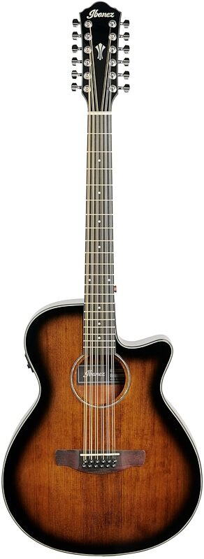 Ibanez AEG5012 Acoustic-Electric Guitar, 12-String, Dark Violin Sunburst, Full Straight Front